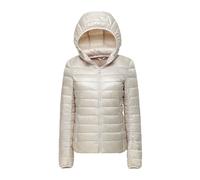 MISSMAO Womens Warm Winter Puffer Down Jacket Lightweight Jackets Quilted Padded Hooded Slim Fit Short Outerwear,MilkyWhite,XXL