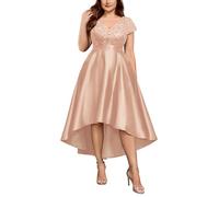 MISSMAY Women's Plus Size Vintage Double V-Neck Embroidery Sequin Wedding Guest Evening Party Dress (3XL, Champagne)