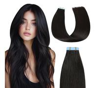 MissMe Tape-In Extensions, Real Hair, 50 cm, #1B Natural Black, 20 Pieces, Real Hair Bonding Extensions, 50 g, Tape-In Extensions, Real Hair