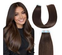 MissMe Tape-In Extensions, Real Hair, 50 cm, #2 Dark Brown, Real Hair, Pack of 20, Real Hair Bonding Extensions, 50 g, Tape-In Extensions, Real Hair
