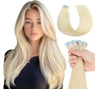 MissMe Tape in Hair Extensions Human Hair Invisible Tape Hair Extensions Remy Hair 20 inch 20pcs 50g/pack #60 Platinum Blonde Straight for Women Seamless Silky - Salon-Grade Quality