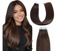 MissMe Tape in Hair Extensions Human Hair Invisible Tape Hair Extensions Remy Hair 20 inch 20pcs 50g/pack #2 Dark Brown Straight for Women Seamless Silky - Salon-Grade Quality