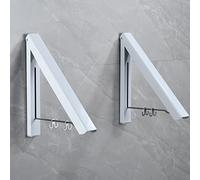MISSMIN White Retractable Clothes Rack 2 Pack - Wall Mounted Folding Clothes Hanger Drying Rack for Laundry Room Closet Storage Organization