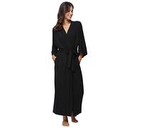 MissNina Women's Soft Robes Long Bath Robes Full Length Kimonos Sleepwear Dressing Gown,Solid Color, Black, Large