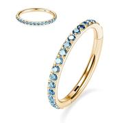 MissNity 20G, 18G, 16G, 14G Hinged Nose Rings Hoop with Gem in 316L Surgical Steel, Septum Clicker Cartilage Earrings Conch Daith Helix Rook Ear Lobe Piercing Jewelry, Diameter 6mm to 12mm, 18g, 6mm