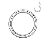 MissNity 4G 6G 8G 10G 12G Clicker Rings 316L Surgical Steel Hinged Segment Hoop for Septum and Cartilage Earlobe Piercings, Diameter 10mm 12mm 14mm, 10g, 8mm, Stainless Steel, no gemstone