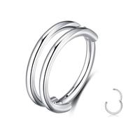 MissNity Diamond Conch Piercing Jewelry Hoops 16G 12mm, ASTM F136 Titanium Cartilage Earrings for Women Men, Body Implant Grade Nose Rings, Hypoallergenic Hinged Clicker , 16g, 12mm, Titanium, no