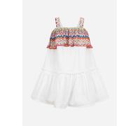 Missoni Girls Zigzag Trim Cotton Dress in White - White - 14 Yrs