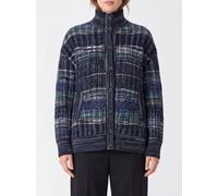 MISSONI Striped Wool Blend High Neck Cardigan with Dropped Shoulders - Size: M - female