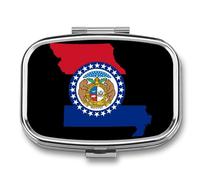 Missouri Flag Map Travel Pill Organizer 2 Compartments Pill Case Pill Box Containers for Purse Pocket