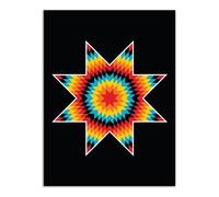 Missouri River Native American Style Fleece Blanket - Sioux Star (Black)