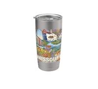 Missouri Show-Me State Arch River Deer Eagle Camping Stainless Steel Insulated Tumbler