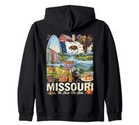 Missouri Show-Me State Arch River Deer Eagle Camping Zip Hoodie