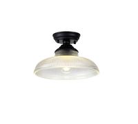Missouri Single Light Flush Ceiling Light - Matt Black with Round 30cm Clear Glass Shade