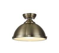Missouri Single Light Flush Ceiling Light With Round 31cm Metal Shade Antique Brass