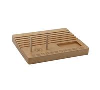 Missouri Star Desktop Template Holder - Beech Wood Quilting Organizer with 6 Template Slots & 2 Spool Holders - Laser-Engraved Quilt Block Design, Compact Sewing Notion Storage