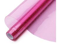 Missouri Star Glitter Vinyl Roll 16” x 54” - Sewable Plastic Fabric for Making Tote Bags, Purses, and Craft Projects - Transparent Pink Glitter PVC Vinyl