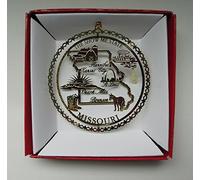 Missouri State Brass Christmas ORNAMENT Souvenir Gift St. Louis Kansas City Branson Ozark Mts