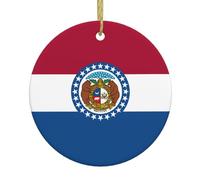 Missouri State Flag Christmas Ornaments 2.9-inch Ceramic Hanging Ornaments Suitable for Decorating windowsills fireplaces and bedrooms