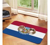 Missouri State Flag Durable Pet Absorbent Tablecloth Non-Slip Dining Pad For Dog Cat Food Water Bowls Feeder Mat
