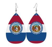 Missouri State Flag Leather Earring. Stylish teardrop shape, perfect for women, and a great decorative choice for parties and holidays.