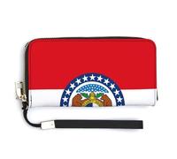 Missouri State Flag Leather Large Capacity Wallet with Wrist Strap Credit Card Holder Wallets Travel Purse Handbags