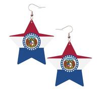 Missouri State Flag Leather Star Shaped Earrings Fashion Accessories Lightweight Festivals Parties Everyday Life
