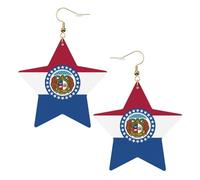 Missouri State Flag Leather Star Shaped Earrings Fashion Accessories Lightweight Festivals Parties Everyday Life