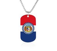 Missouri State Flag Personalized Memorial Necklace Printed Metal Pendant Birthday Gifts for Men Women 23.6in(60cm)