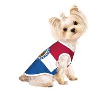 Missouri State Flag Pet Breathable Sleeveless T-shirt M for Small Dogs and Cats, Soft, Comfortable, Stylish