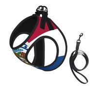 Missouri State Flag Print Dog Harness with Leash Set with Thickened Padded Vest for Extra-Small/Small Medium Dogs