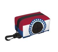 Missouri State Flag print Dog Poop Bag Holder Doggie Waste Bag Dispenser Small Doggy Zipper Pouch with Carabiner Clip