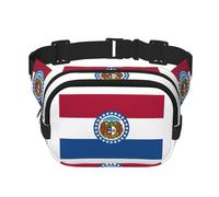 Missouri State Flag print Fanny Pack Waist Packs with Extender for Men Women, Waist Bag Hip Pack with Zipper Pockets, Black, One Size