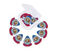 Missouri State Flag print Guitar Picks 12 Pack, Mixed (0.46-0.96mm) with Storage Case for Guitar,ukulele