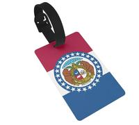Missouri State Flag Print Luggage Bag Tag, Waterproof PVC Suitcase Tags with Wristband for Easy Luggage Identification
