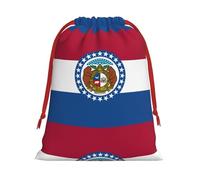 Missouri State Flag Print Plush Gift Bags Reusable Drawstring Gift Wrap Bags,For Holiday Candy Party Supplies