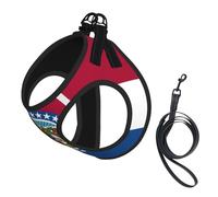 Missouri State Flag Print Step in Dog Harness and Leash Set,Adjustable Reflective Harness for Small Dogs Cats