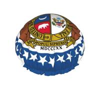 Missouri State Flag Print women Shower Caps Bath Cap Reusable Waterproof Double Layers Hair Cap Comfort