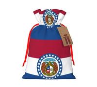 Missouri State Flag Print Xmas Drawstring Wrapping Bags For Xmas Package Storage, Christmas Party Supplies Favors