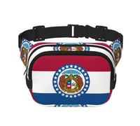 Missouri State Flag Printed Fashion Crossbody Bag, Hiking Waist Bag, Square Double Layer Travel and Fitness Shoulder Bag