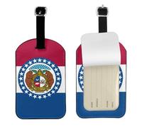 Missouri State Flag Printed Leather Luggage Tag, Durable Baggage Identifier, Soft PU ID Label, for Business Travel