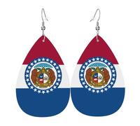 Missouri State Flag Teardrop-shaped leather earrings are a luxurious and fashionable accessory suitable for women, showcasing individual charm.