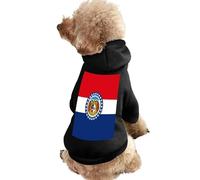 Missouri State Flag Warm Dog Hooded Sweatshirt with Hat Soft Pet Pullover Clothes for Small Medium Large Pets
