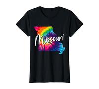 Missouri Tie Dye State Map Pride Hippie Vintage Value Graphic T-Shirt, Women, Black, S