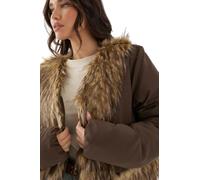 MissPap Faux Fur Trim Puffer Coat, 12, Chocolate