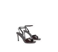 Misspap Faux Leather High Heeled Stiletto Open Toe Sandals, 7, Chocolate