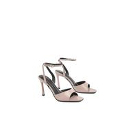Misspap Faux Leather High Heeled Stiletto Open Toe Sandals, 7, Light Pink