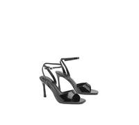 Misspap Faux Leather High Heeled Stiletto Open Toe Sandals, 7, True Black