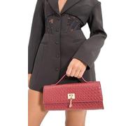 MissPap Faux Leather Woven Grab Bag, One Size, Burgundy