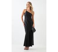 MissPap Women's Asymmetric Neck Metallic Maxi Dress in Black | Size: 10 MissPap Black 10